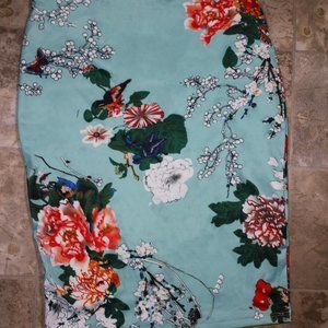 Asian Print Pencil Skirt